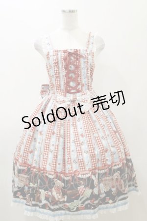 画像: metamorphose / Happy Sewing Timeジャンパースカート+ヘッドドレスセット サイズ1 サックス/赤 H-25-12-02-043-ME-OP-NS-ZH