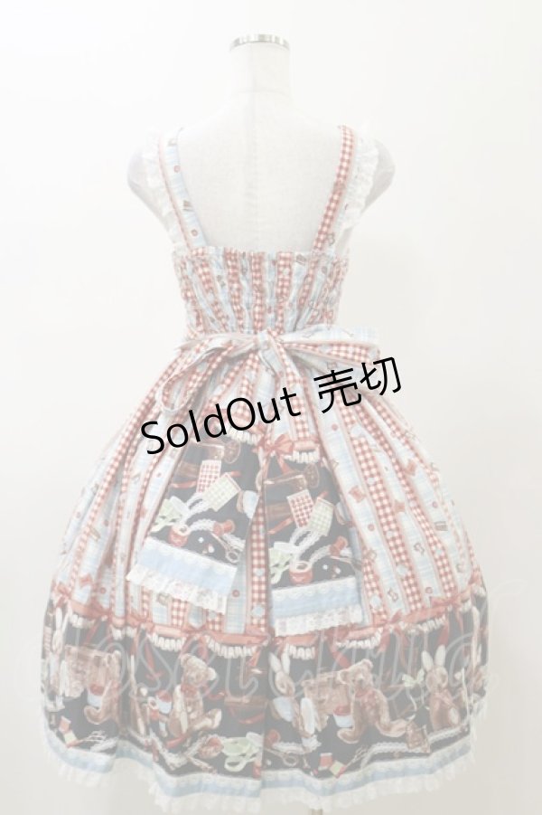 画像2: metamorphose / Happy Sewing Timeジャンパースカート+ヘッドドレスセット サイズ1 サックス/赤 H-25-12-02-043-ME-OP-NS-ZH (2)