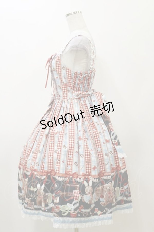 画像3: metamorphose / Happy Sewing Timeジャンパースカート+ヘッドドレスセット サイズ1 サックス/赤 H-25-12-02-043-ME-OP-NS-ZH (3)