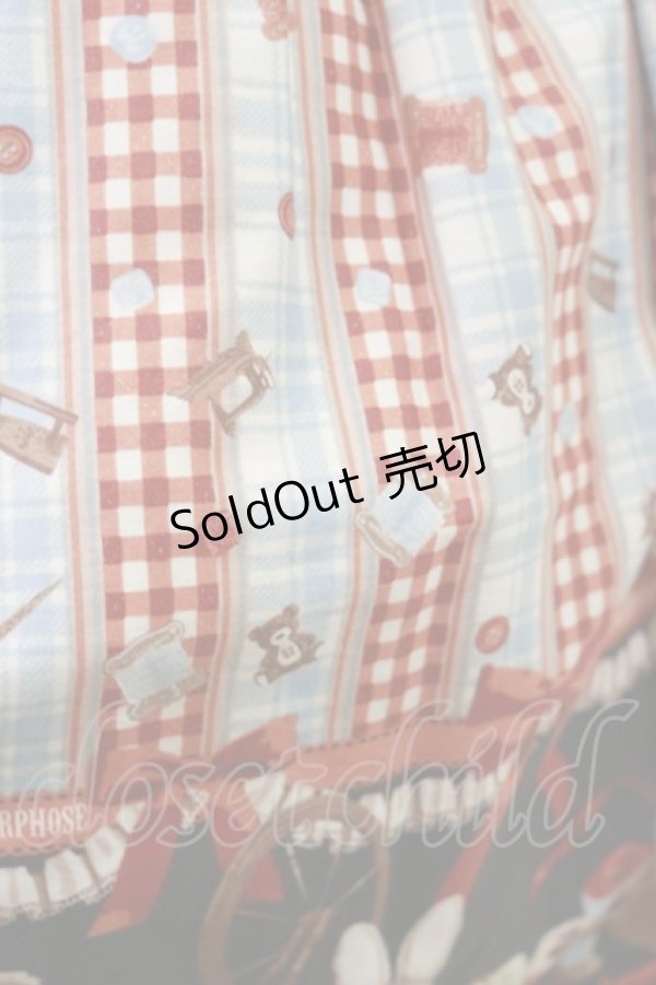 画像5: metamorphose / Happy Sewing Timeジャンパースカート+ヘッドドレスセット サイズ1 サックス/赤 H-25-12-02-043-ME-OP-NS-ZH (5)