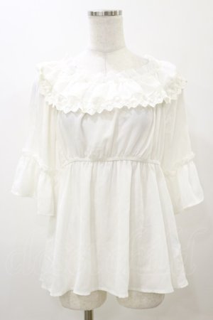 画像: axes femme kawaii / エンパイアフリルブラウス M ホワイト H-25-12-02-052-AX-BL-NS-ZH