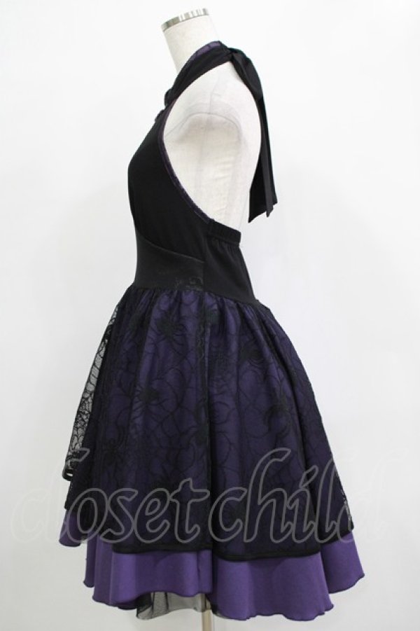 画像2: Qutie Frash / チャイナホルターワンピース  黒×紫 H-25-12-03-027-QU-OP-KB-ZH (2)