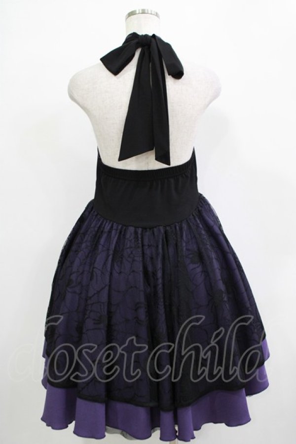 画像3: Qutie Frash / チャイナホルターワンピース  黒×紫 H-25-12-03-027-QU-OP-KB-ZH (3)