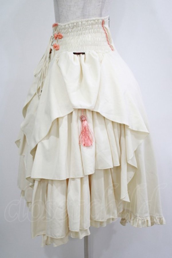 画像2: Ozz oneste / 和チャイナプリント刺繍スカート  アイボリー×オレンジ H-25-12-03-031-OO-SK-KB-ZH (2)