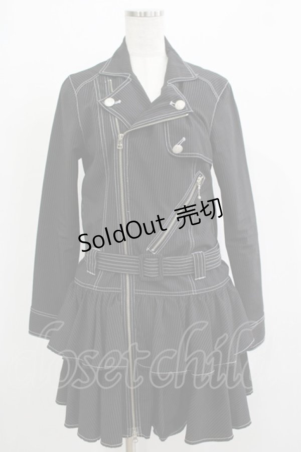 画像1: ALGONQUINS / ストライプライダースワンピース F 黒 H-25-12-03-037-AL-OP-KB-ZH (1)