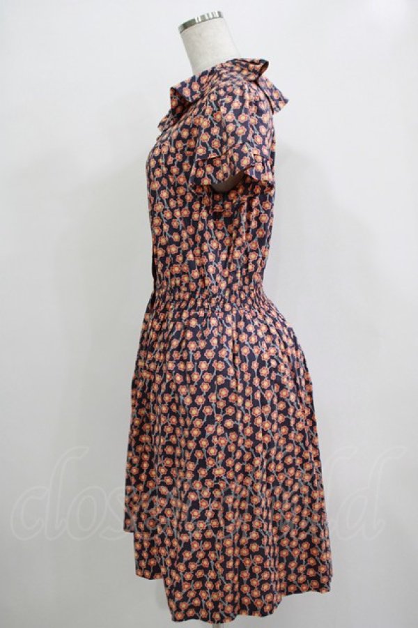 画像2: Jane Marple Dans Le Salon / Pepプリントのタックカラーワンピース M ブルー H-25-12-03-040-JM-OP-KB-ZH (2)