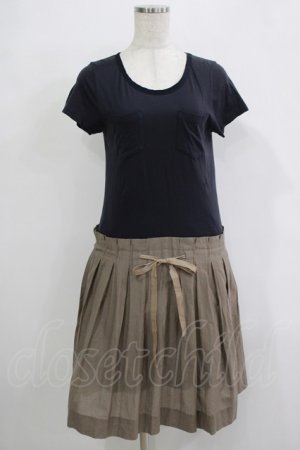 画像: Jane Marple Dans Le Salon / レイヤード風切替ワンピース M ネイビー×カーキ H-25-12-03-042-JM-OP-KB-ZH