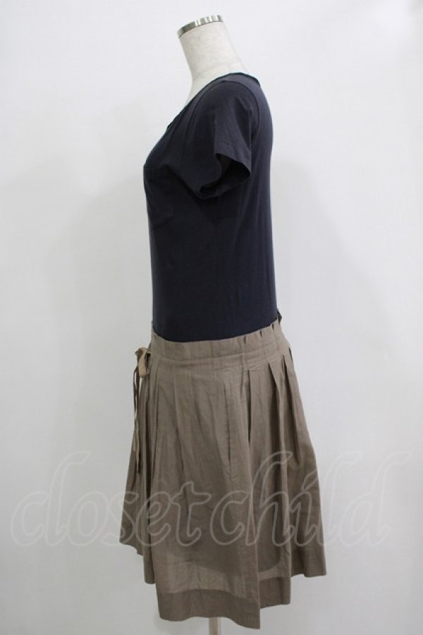 画像2: Jane Marple Dans Le Salon / レイヤード風切替ワンピース M ネイビー×カーキ H-25-12-03-042-JM-OP-KB-ZH (2)