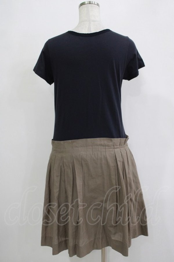 画像3: Jane Marple Dans Le Salon / レイヤード風切替ワンピース M ネイビー×カーキ H-25-12-03-042-JM-OP-KB-ZH (3)