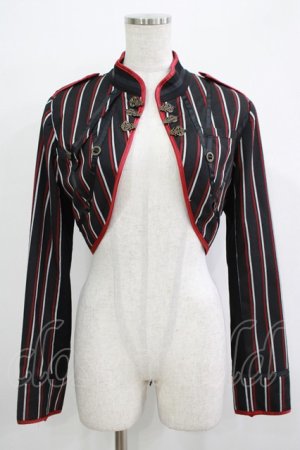 画像: Ozz oneste / ストライプショートジャケット  黒 H-25-12-03-054-OO-JA-KB-ZH