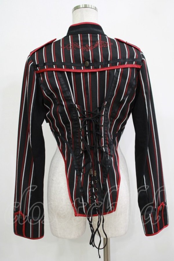 ozz on ozz onset ジャケット ストライプ 冬 ゴシック Ozz oneste / ストライプショートジャケット 黒 H-25-12-03-054-OO-JA