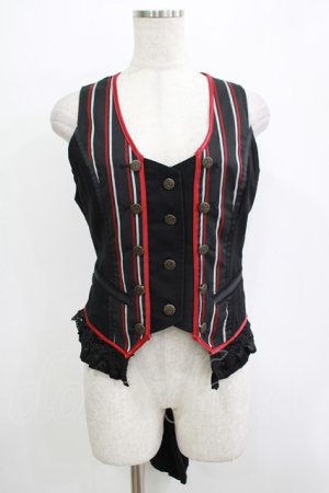 画像: Ozz oneste / ストライプベスト  黒 H-25-12-03-056-OO-TO-KB-ZH