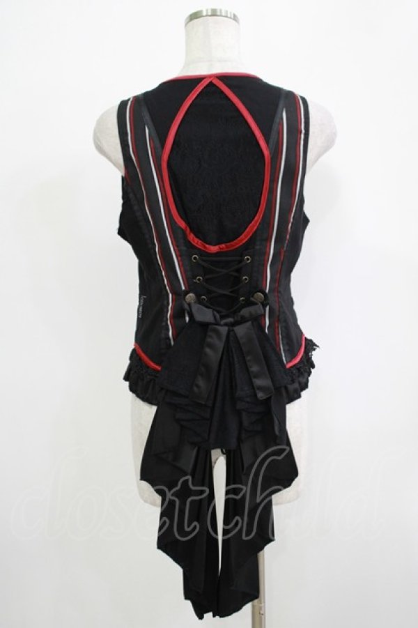 画像3: Ozz oneste / ストライプベスト  黒 H-25-12-03-056-OO-TO-KB-ZH (3)