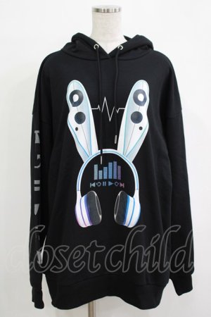 画像: LISTEN FLAVOR / サイバーうさ耳ヘッドホンパーカー  ブラック H-25-12-03-058-PU-TO-KB-ZH