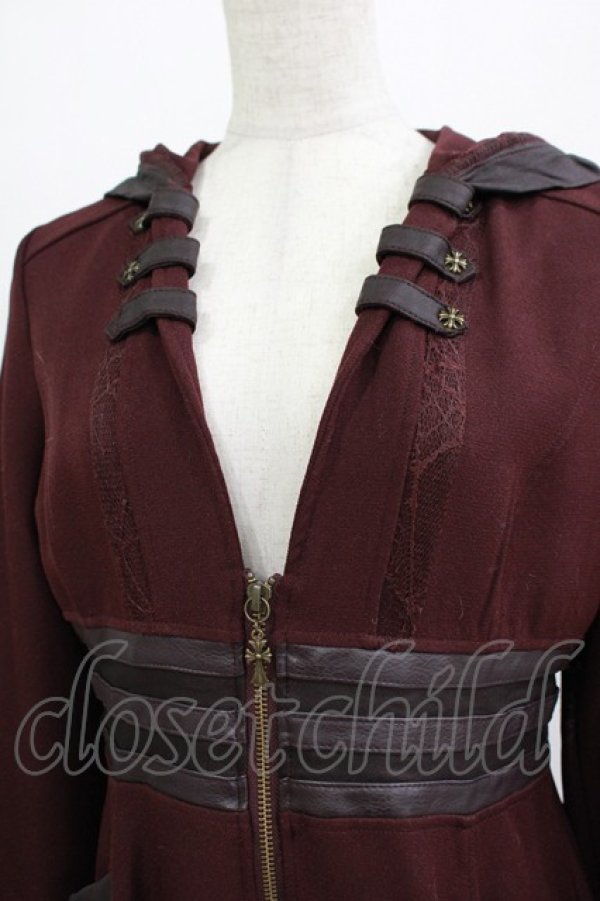 画像4: Ozz Croce / クモメッシュフードカーデ  ボルドー H-25-12-03-061-OO-TO-KB-ZH (4)