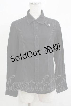 画像: ALGONQUINS / ワッペン付きボタンシャツ F 黒 H-25-12-03-064-AL-BL-KB-ZH