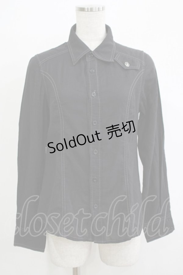 画像1: ALGONQUINS / ワッペン付きボタンシャツ F 黒 H-25-12-03-064-AL-BL-KB-ZH (1)