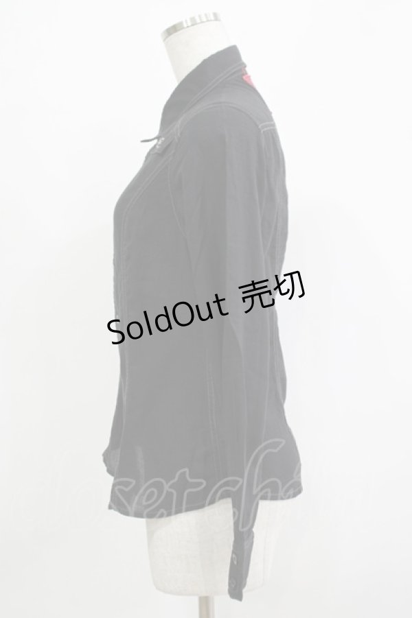 画像2: ALGONQUINS / ワッペン付きボタンシャツ F 黒 H-25-12-03-064-AL-BL-KB-ZH (2)