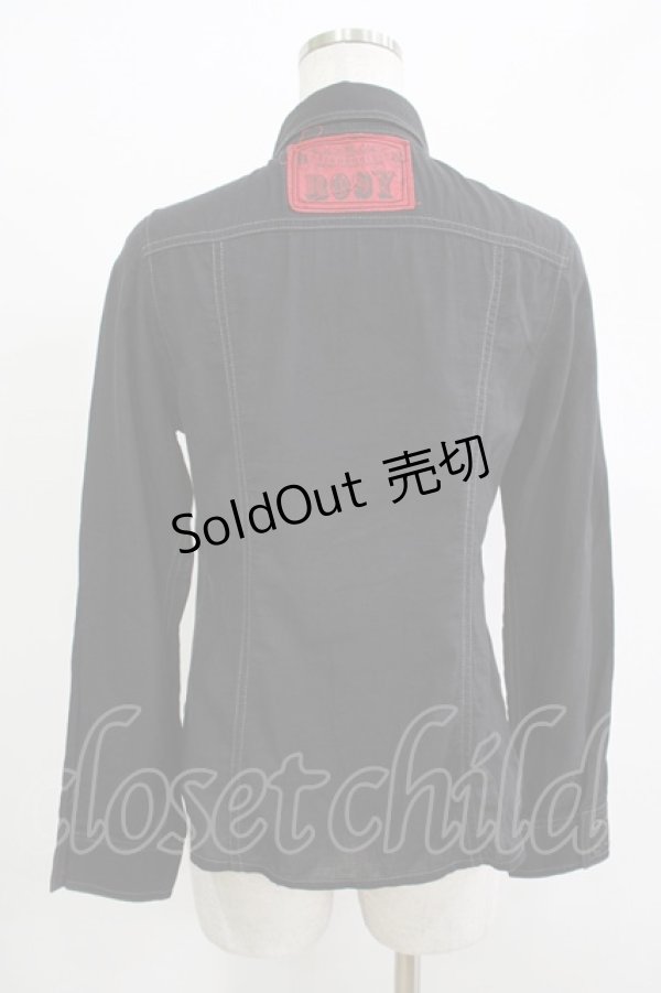 画像3: ALGONQUINS / ワッペン付きボタンシャツ F 黒 H-25-12-03-064-AL-BL-KB-ZH (3)