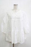 画像1: Jane Marple Dans Le Salon / Vintage Lace Yoke Tunic Blouse M ホワイト H-25-12-03-066-JM-BL-KB-ZH (1)