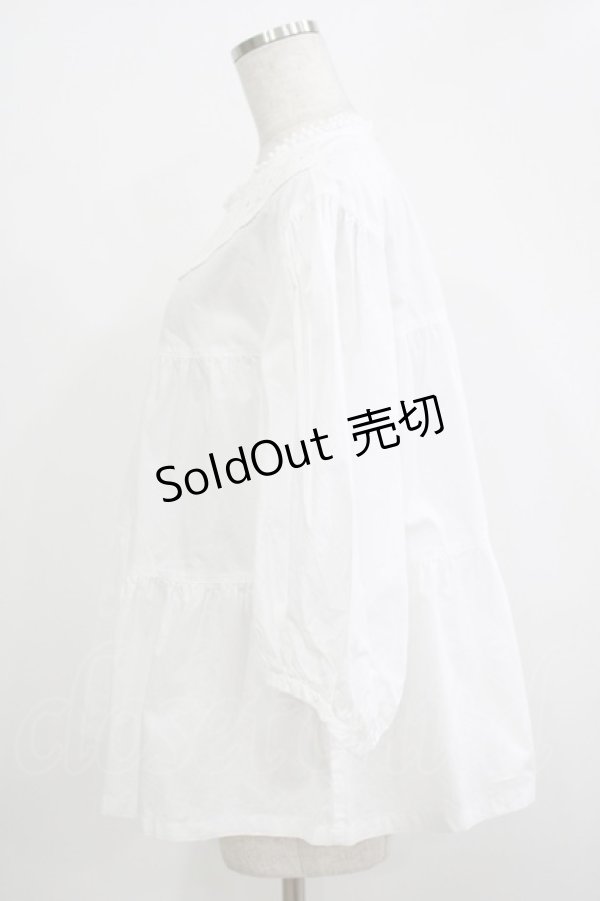画像2: Jane Marple Dans Le Salon / Vintage Lace Yoke Tunic Blouse M ホワイト H-25-12-03-066-JM-BL-KB-ZH (2)