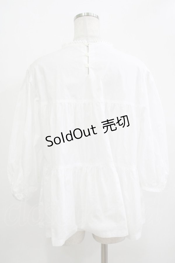 画像3: Jane Marple Dans Le Salon / Vintage Lace Yoke Tunic Blouse M ホワイト H-25-12-03-066-JM-BL-KB-ZH (3)