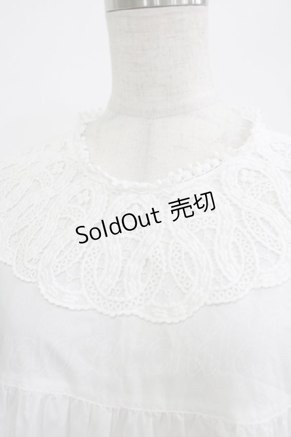 画像4: Jane Marple Dans Le Salon / Vintage Lace Yoke Tunic Blouse M ホワイト H-25-12-03-066-JM-BL-KB-ZH (4)