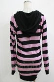 画像3: ALGONQUINS / フード付きボーダーニットカーディガン F 黒×ピンク H-25-12-03-071-AL-TO-KB-ZH (3)
