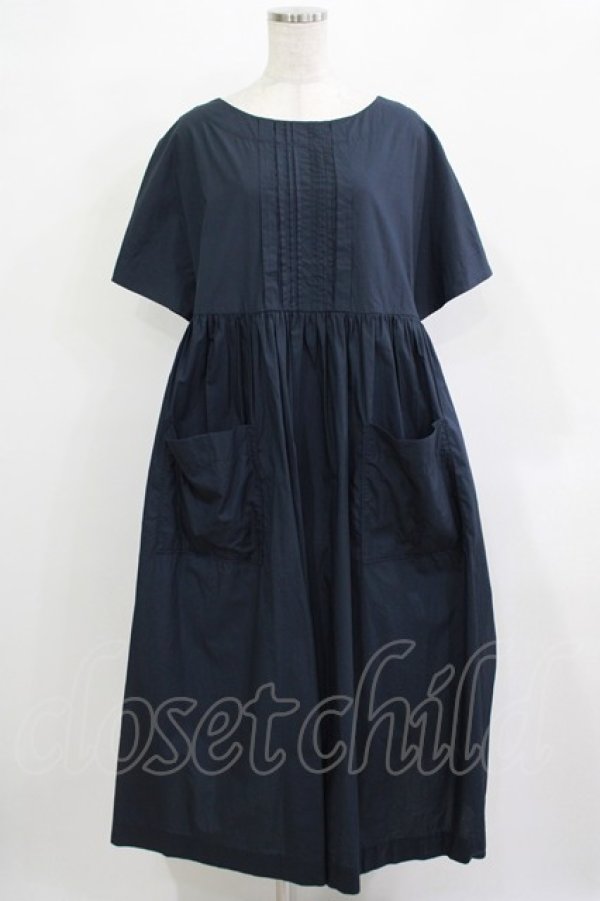 画像1: Jane Marple Dans Le Salon / コットンピンタックワンピース  ネイビー H-25-12-03-008-JM-OP-KB-ZH (1)