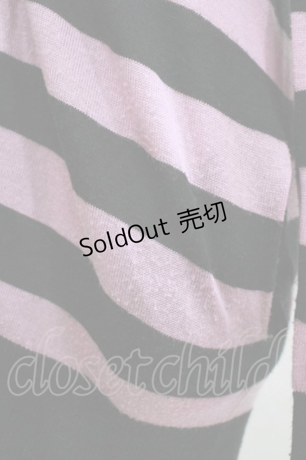 画像5: ALGONQUINS / フード付きボーダーニットカーディガン F 黒×ピンク H-25-12-03-071-AL-TO-KB-ZH (5)