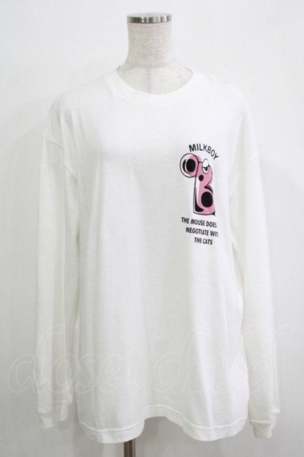 MILKBOY / B LONG SLEEVE TEE ホワイト H-25-12-03-072-MB-TO-KB-ZH
