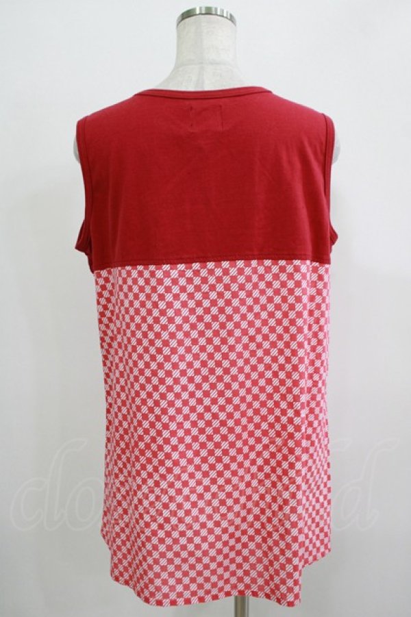 画像3: MINT NeKO / ブロックチェック切替タンク  赤 H-25-12-03-075-HN-TO-KB-ZH (3)