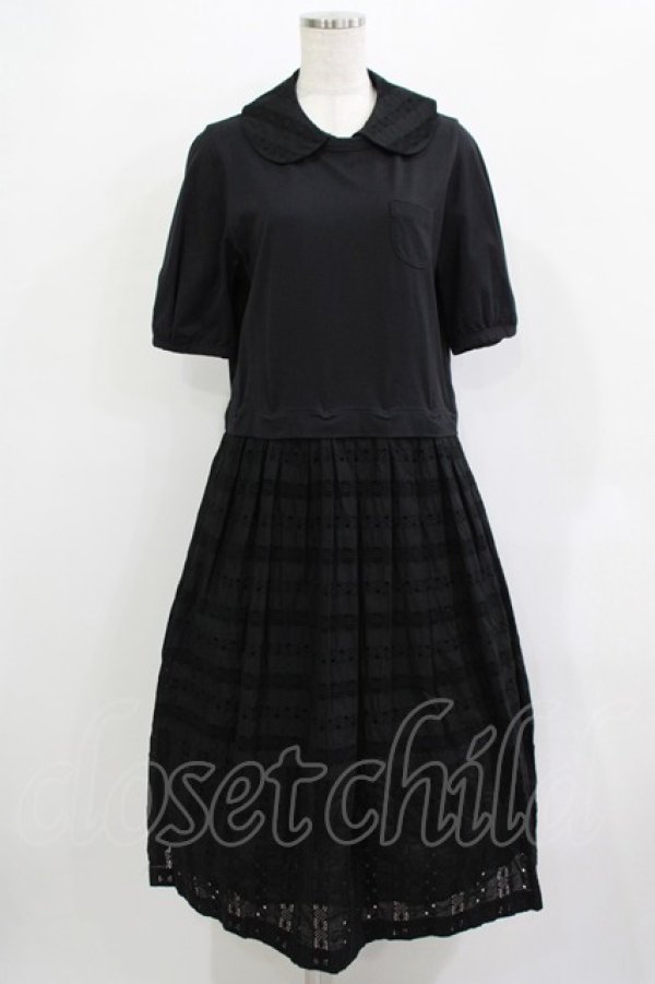 画像1: Jane Marple / ヴィンテージストライプレースコラボレーションドレス  ブラック×ブラック H-25-12-03-009-JM-OP-KB-ZH (1)