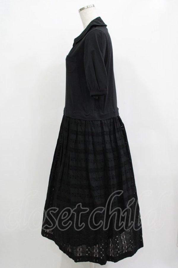 画像2: Jane Marple / ヴィンテージストライプレースコラボレーションドレス  ブラック×ブラック H-25-12-03-009-JM-OP-KB-ZH (2)