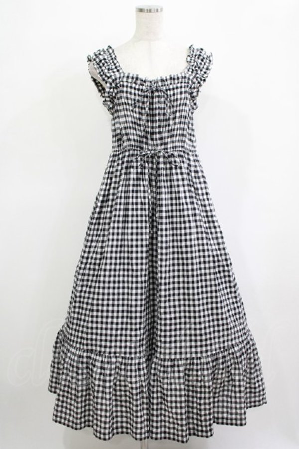 画像1: Jane Marple / シャーリングギンガムキャミソールドレス  ブラック H-25-12-03-010-JM-OP-KB-ZH (1)