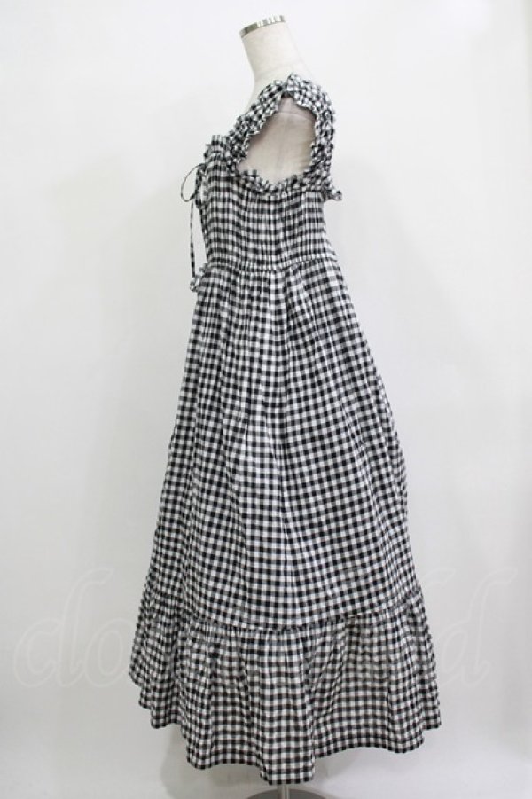 画像2: Jane Marple / シャーリングギンガムキャミソールドレス  ブラック H-25-12-03-010-JM-OP-KB-ZH (2)