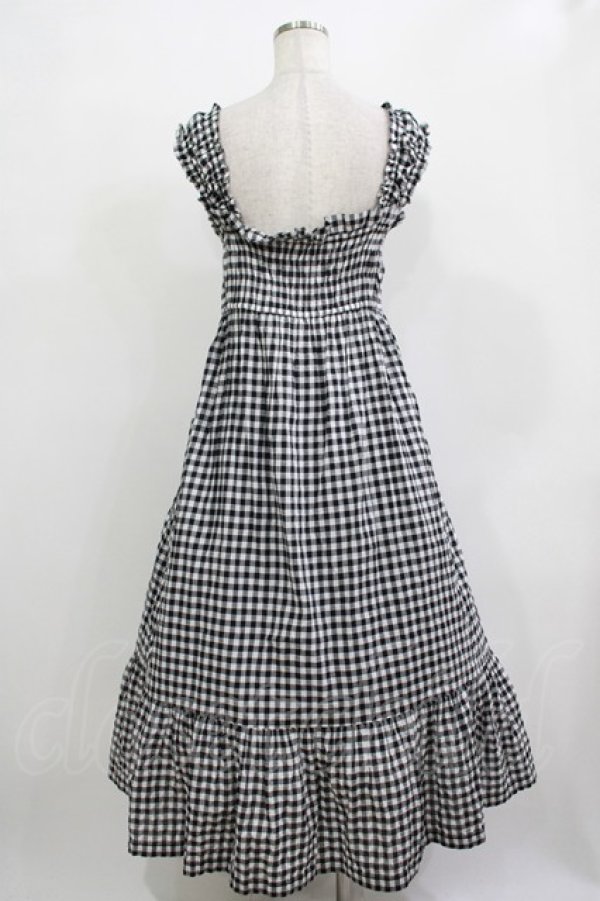 画像3: Jane Marple / シャーリングギンガムキャミソールドレス  ブラック H-25-12-03-010-JM-OP-KB-ZH (3)