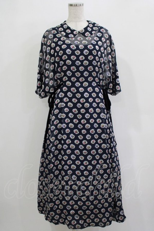 画像1: Jane Marple Dans Le Salon / Pieces of Flowersラウンドカラードレス  ネイビー H-25-12-03-012-JM-OP-KB-ZH (1)