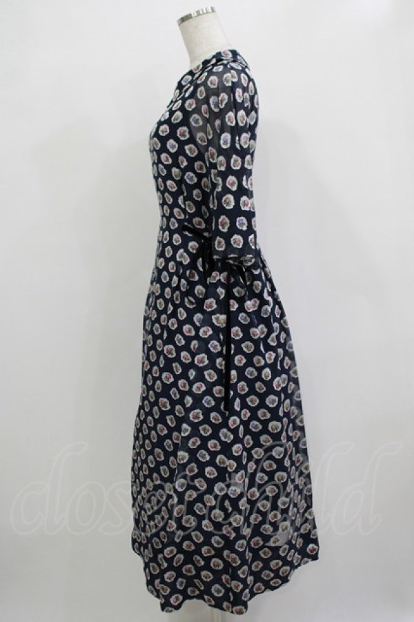 画像2: Jane Marple Dans Le Salon / Pieces of Flowersラウンドカラードレス  ネイビー H-25-12-03-012-JM-OP-KB-ZH (2)