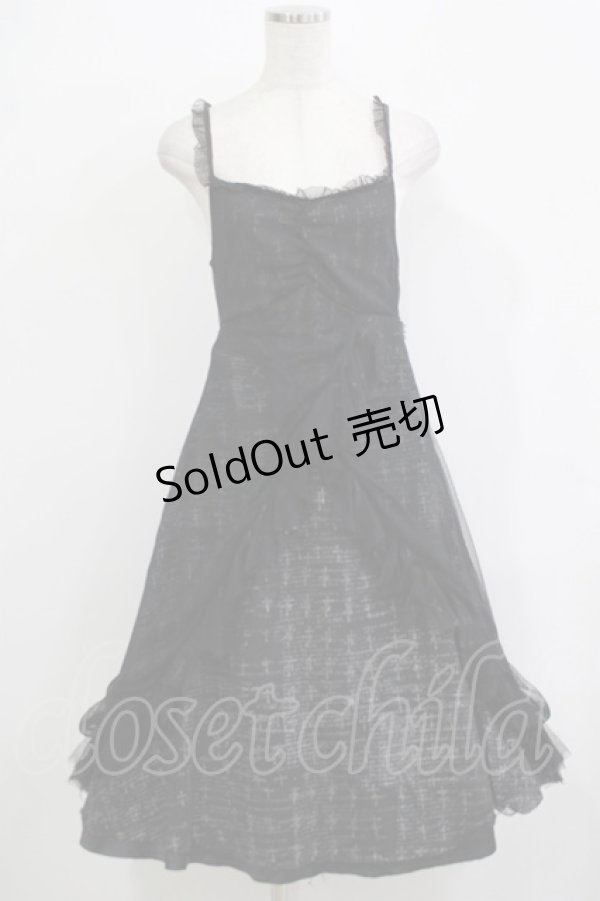 画像1: h.NAOTO / クロスキャミワンピース  黒 H-25-12-03-015-HN-OP-KB-ZH (1)