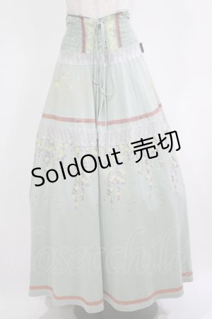 画像: Ozz oneste / 枝垂れ桜切替ロングスカート  ミント H-25-12-03-018-OO-SK-KB-ZH