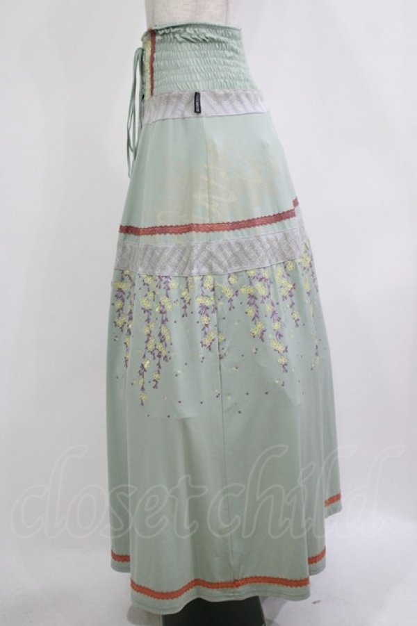 画像2: Ozz oneste / 枝垂れ桜切替ロングスカート  ミント H-25-12-03-018-OO-SK-KB-ZH (2)