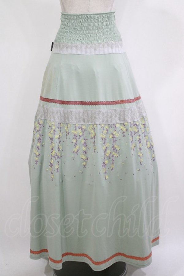 画像3: Ozz oneste / 枝垂れ桜切替ロングスカート  ミント H-25-12-03-018-OO-SK-KB-ZH (3)