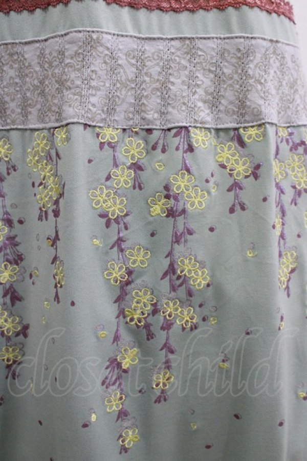 画像4: Ozz oneste / 枝垂れ桜切替ロングスカート  ミント H-25-12-03-018-OO-SK-KB-ZH (4)