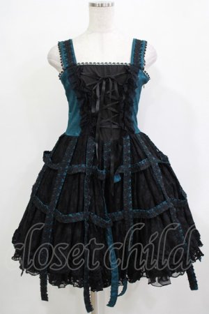 画像: h.NAOTO / Deep Green Rose Bird Cage Dress  ブラック×グリーン H-25-12-03-020-HN-OP-KB-ZH