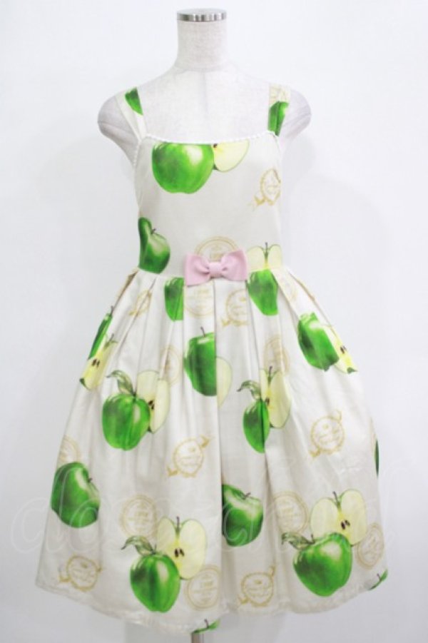 画像1: Emily Temple cute / Apple Stampノースリーブワンピース  グリーンアップル H-25-12-03-022-ET-OP-KB-ZT100 (1)