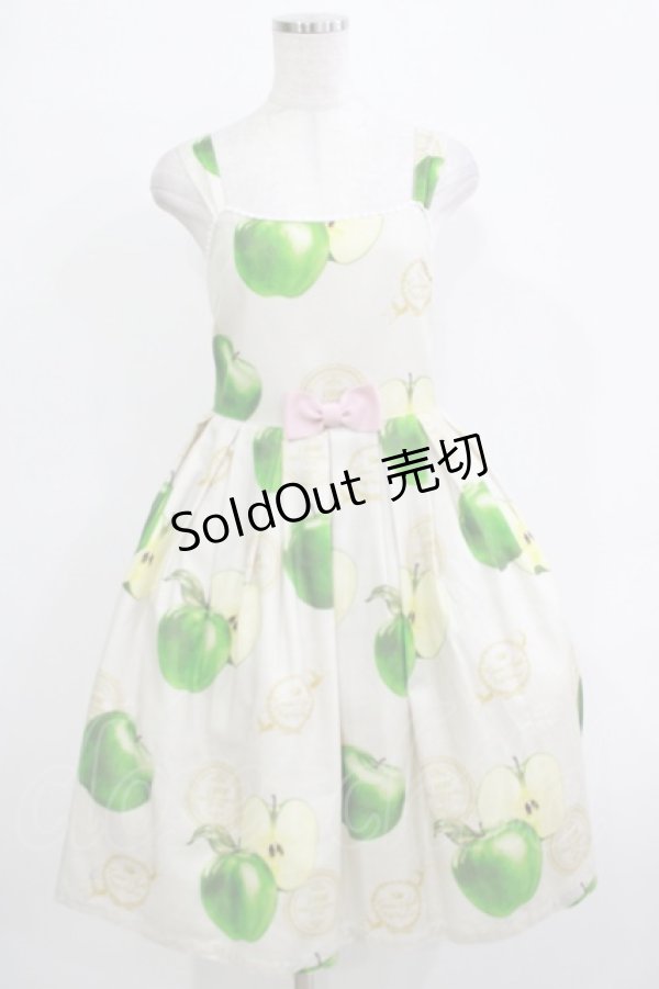 画像1: Emily Temple cute / Apple Stampノースリーブワンピース  グリーンアップル H-25-12-03-022-ET-OP-KB-ZT100 (1)