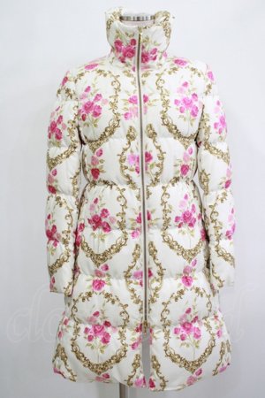 画像: JESUS DIAMANTE / ベルサイユダウンコート 38 新オーナメント柄ローズローズオフ白 H-25-12-04-031-JE-CO-NS-ZH