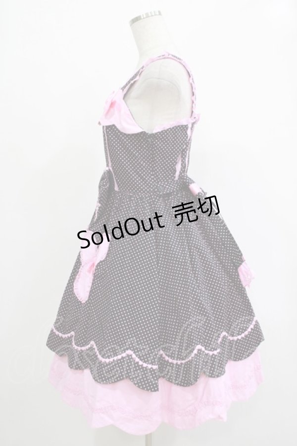 画像2: Angelic Pretty / うさぎちゃんポッケジャンパースカート Free ブラック/ピンク H-25-12-04-004-AP-OP-NS-ZH (2)