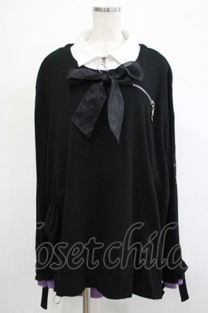 画像: Favorite / れーかるるさんコラボグッズ オリジナル隠れうさぎのユニセックスオーバーニット M ブラック H-25-12-04-039-LO-TO-NS-ZH